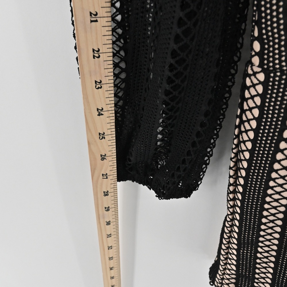 Lulus Night Muse Black Lace Skater Dress Size XL Cocktail V Neck Balloon Sleeve - Picture 7 of 15